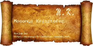 Mosonyi Krisztofer névjegykártya